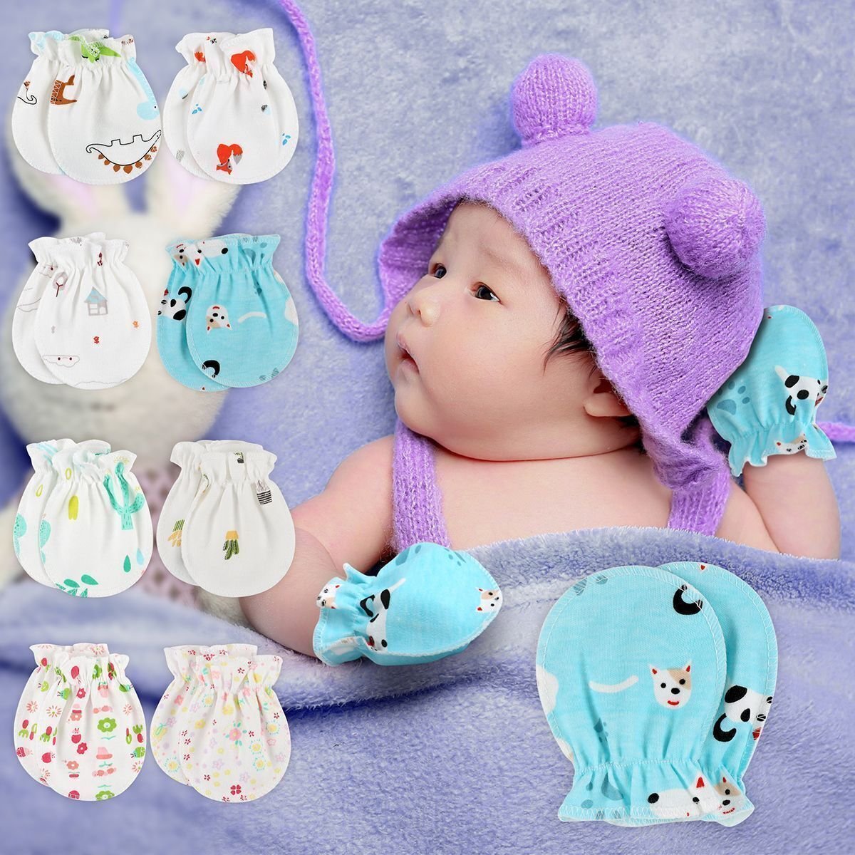 Newborn Baby Cotton Mitten Sets 0-6 Months